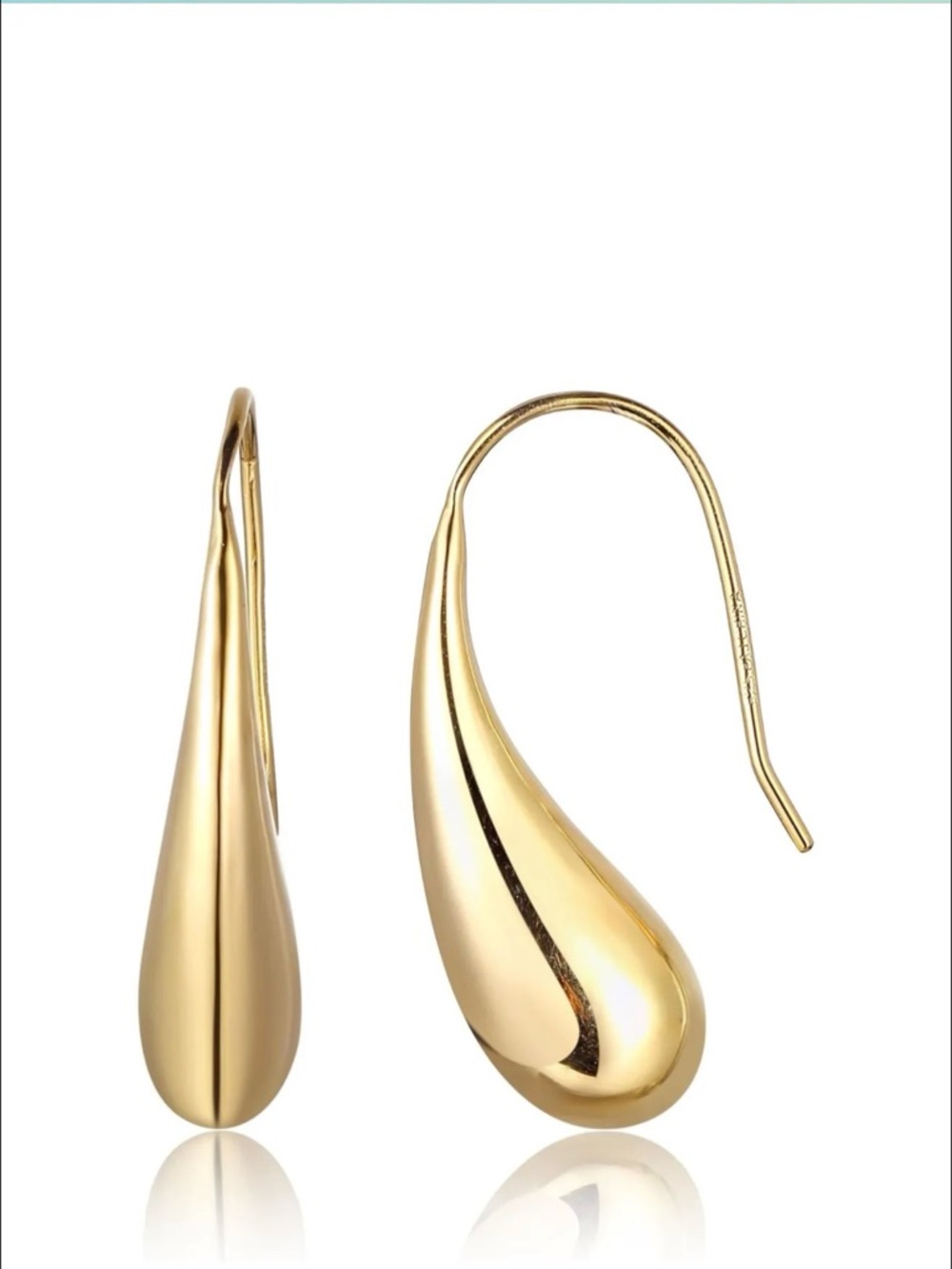 18k Yellow Gold Plated Sterling Silver Teardrop Earrings